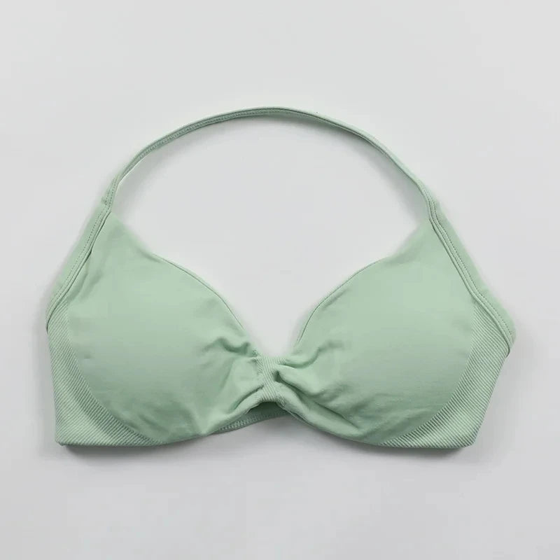 Strappy Bra Gym Top Women High Support Thin Strap Push up Bra