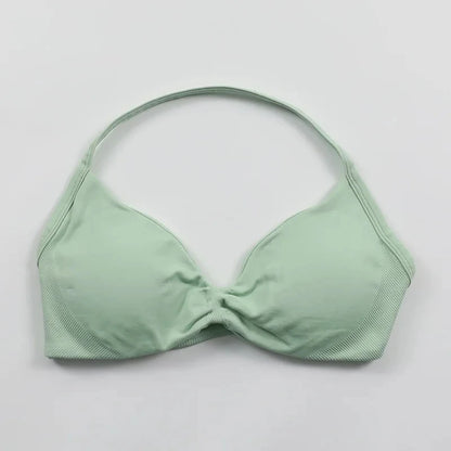 Strappy Bra Gym Top Women High Support Thin Strap Push up Bra