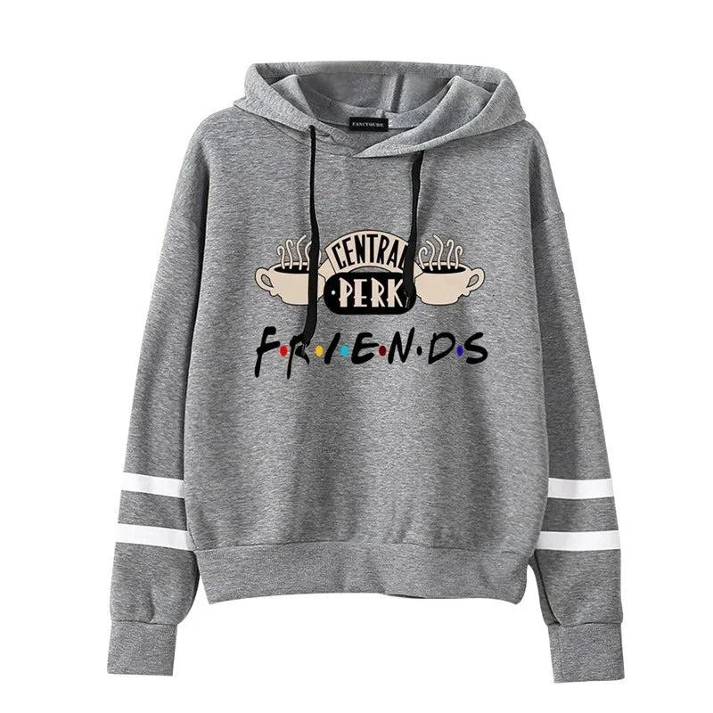 Women Friends TV Show Hooded Sweatshirt Cute Coffee Printing Autumn Winter Casual Pullover Hoodies