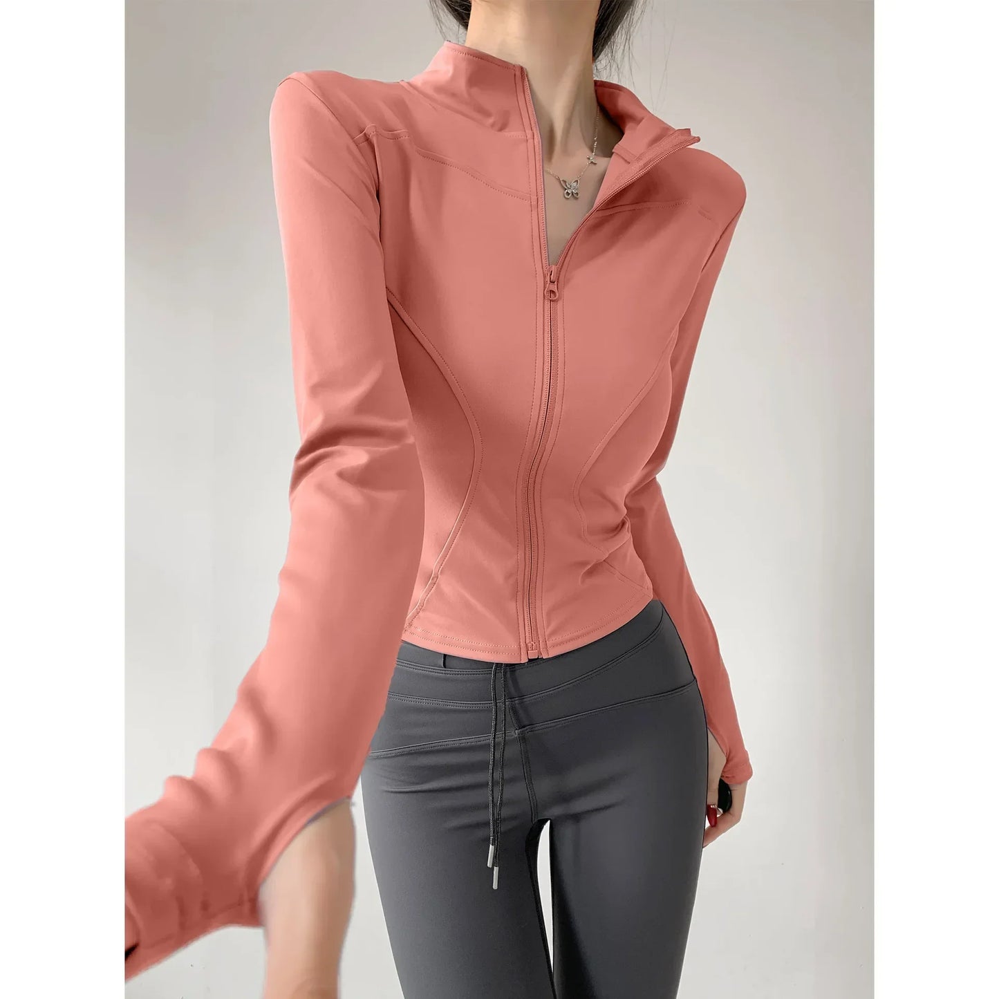 Quick Drying Sports Tight Top Yoga Jacket Long Sleeve S-3XL