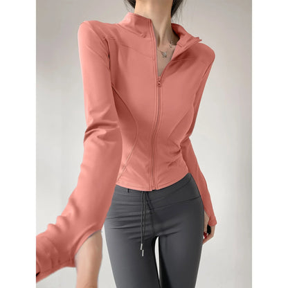 Quick Drying Sports Tight Top Yoga Jacket Long Sleeve S-3XL