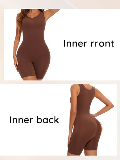 Sexy Bodysuits Full Coverage Shapewear Thigh Slim Body Suit Wide Shoulder Body Shaper Jumpsuit Seamless