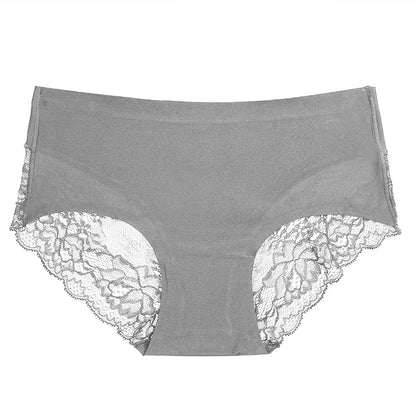 3PCS/Set Women's Panties Exquisite Lace Underwear Silk Satin Briefs Soft Cozy