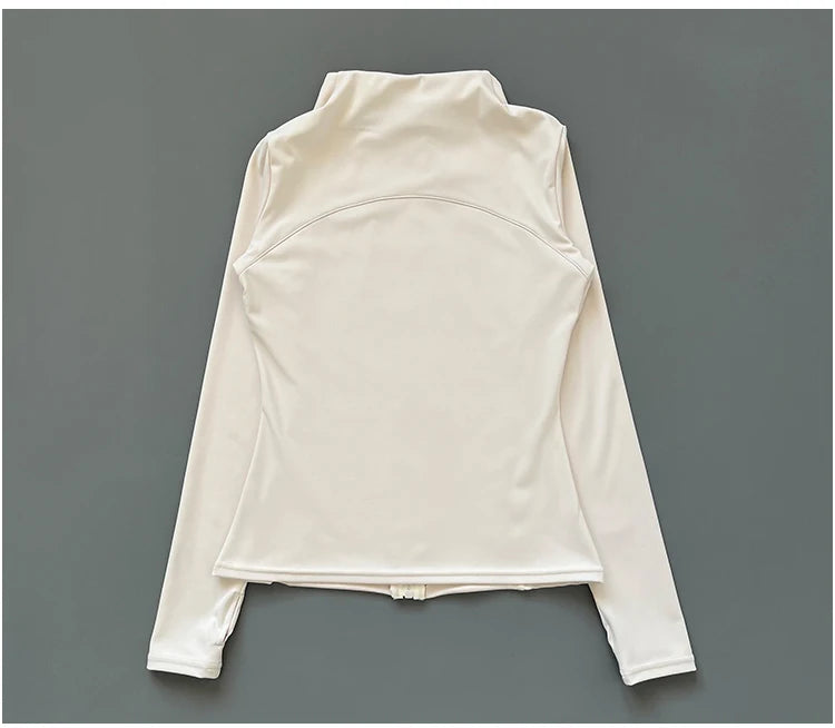 Quick Dry Stand Up Collar Fitness Jacket  Slim-Fit Zipper Yoga Wear Long Sleeve Breathable Sports Cycling Top