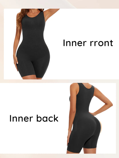 Sexy Bodysuits Full Coverage Shapewear Thigh Slim Body Suit Wide Shoulder Body Shaper Jumpsuit Seamless