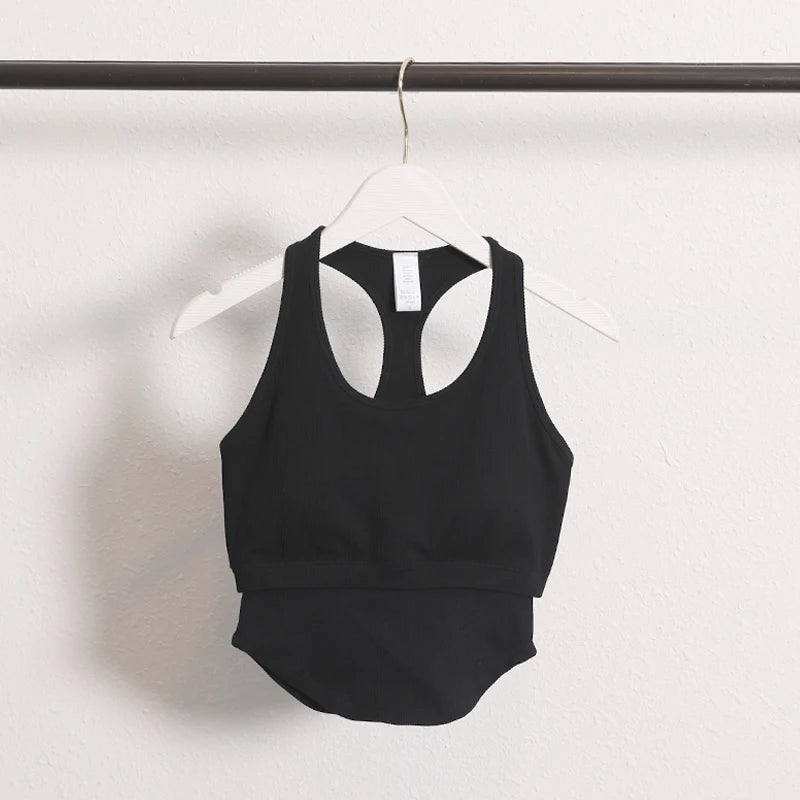 New Workout Backless Sport Tops Sleeveless Shirts Padded Sports Yoga Vest T-Shirt