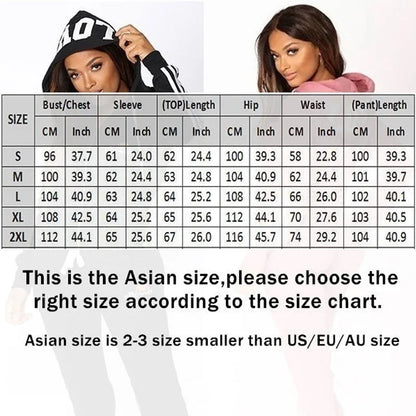 Fashion Women Hooded Jacket Casual Zipper Hoodies and Trousers  Two Piece Suits