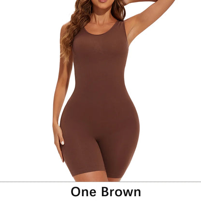 Sexy Bodysuits Full Coverage Shapewear Thigh Slim Body Suit Wide Shoulder Body Shaper Jumpsuit Seamless