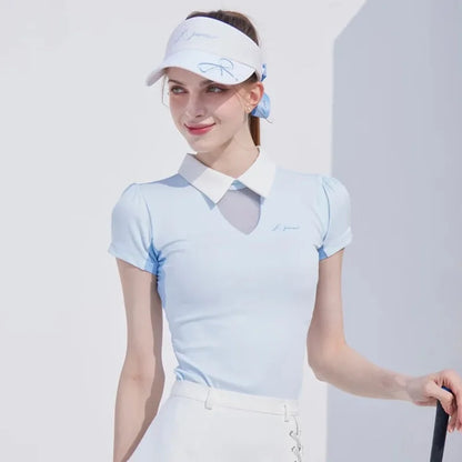 Short Sleeve Tops Golf T-shirts Quick-dry Breathable Shirts Lace Up Pleated Golf Skirt