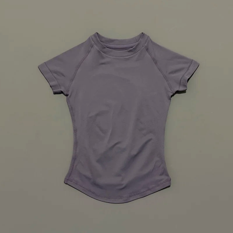 Short Sleeve T Shirt Summer Short Sleeve Round Neck Breathable Stretchy Gym