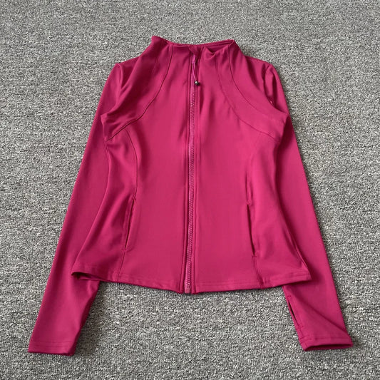 Quick Dry Stand Up Collar Fitness Jacket  Slim-Fit Zipper Yoga Wear Long Sleeve Breathable Sports Cycling Top