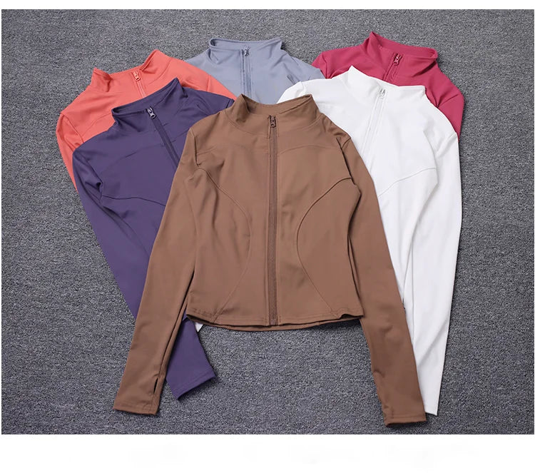 Women Sport Jacket Long Sleeve Shirt Workout Gym Training Clothing Yoga Sportswear