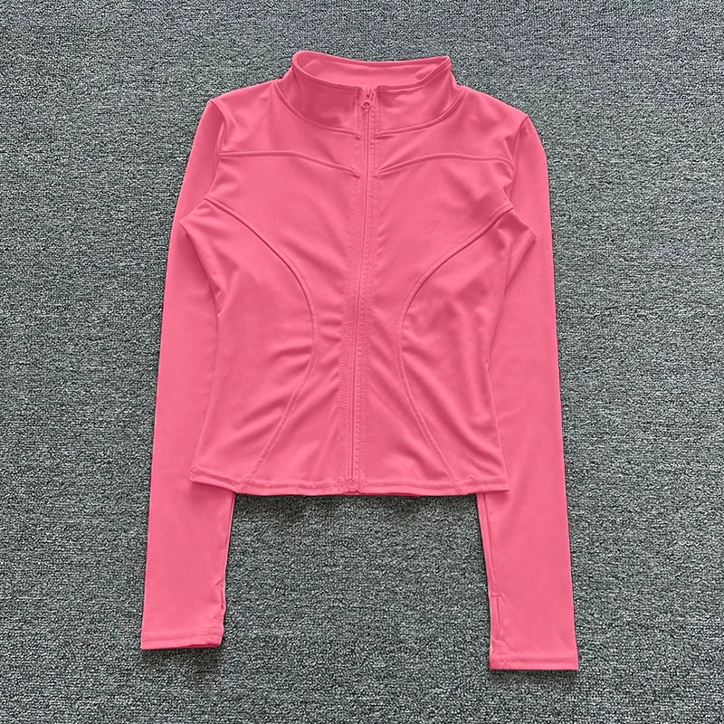 Women Sport Jacket Long Sleeve Shirt Workout Gym Training Clothing Yoga Sportswear