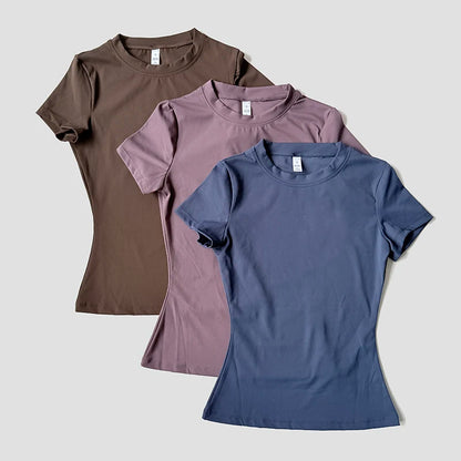 Women Seamless T Shirts Fitness Clothes Short Sleeve Yoga Active Wear