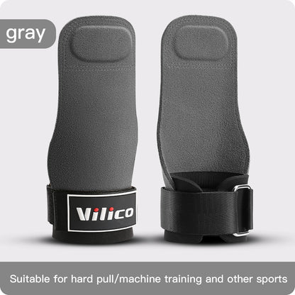 2 Piece Leather Weight Lifting Training Gloves Palm Protection Fitness Grips