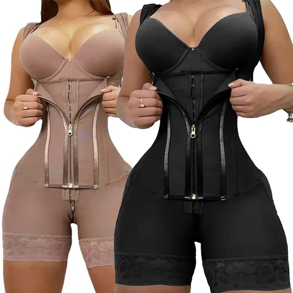 Body Shaper Women Shapewear Bodysuit 9-bone High Compression Girdles Double Tummy Control Full Body Open Crotch
