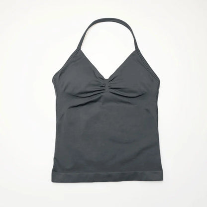 Longline Strappy Top Sports Fitness Tank Top Gym Beautiful Open Back Bra Halter