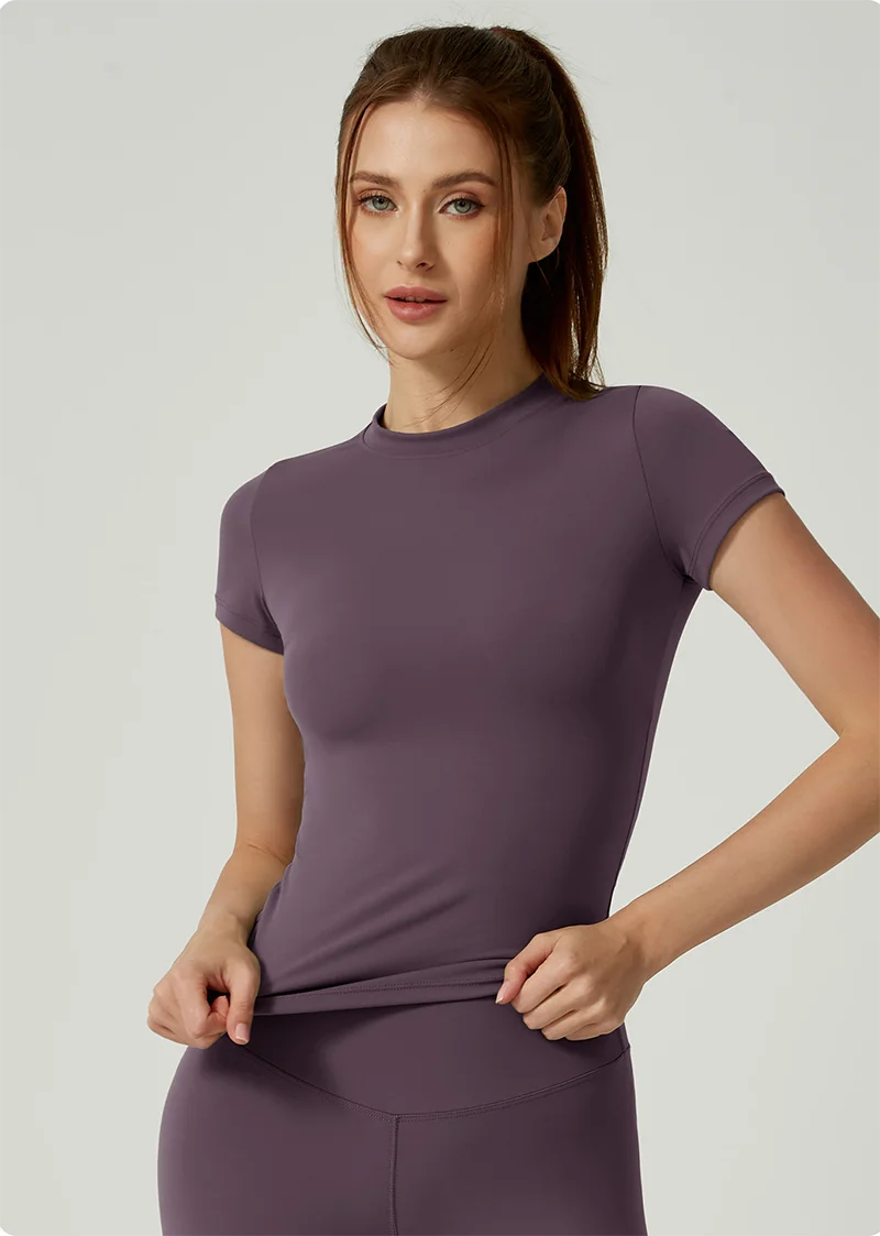 Women Seamless T Shirts Fitness Clothes Short Sleeve Yoga Active Wear