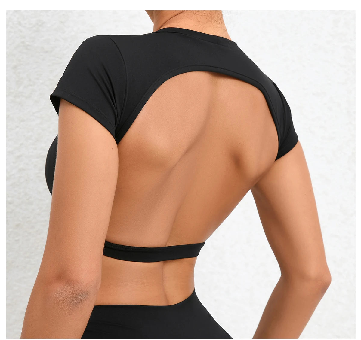 Sports Muscle Back Tee Padded Backless Sports Shirts Workout Yoga T-Shirt