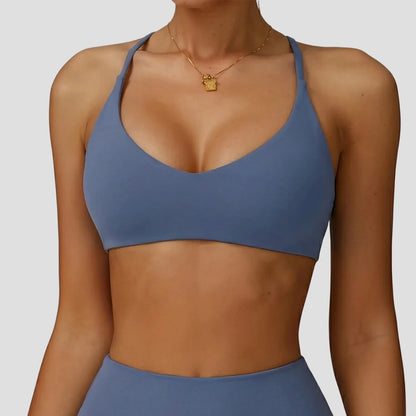 Sports Bra High Impact Support Women Gym Underwear Push-up Back Cross Yoga Crop Top Running Workout Fitness Pilates Solid Color