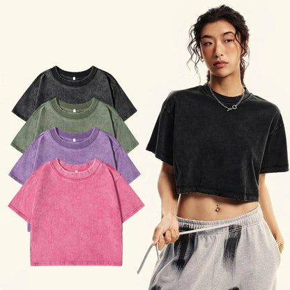 Solid Color Slim Casual Sport Short Sleevel Retro T-shirt