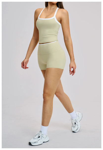 Yoga Set for Women Tight-fitting Gym Outfit Sportswear Yoga Vest Running Shorts Fitness Clothes