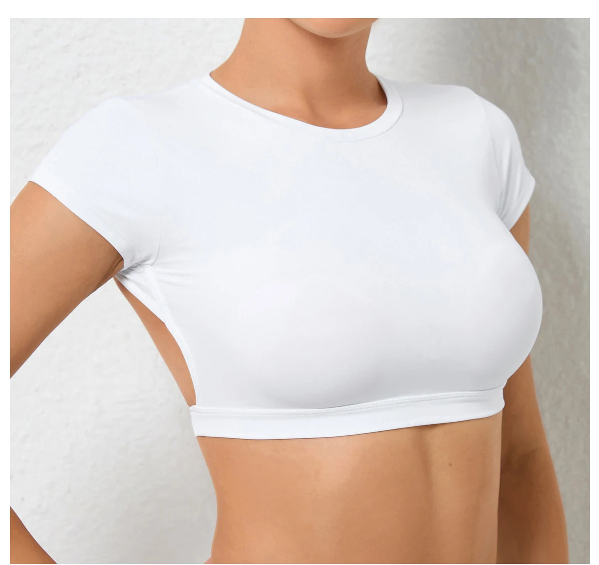 Sports Muscle Back Tee Padded Backless Sports Shirts Workout Yoga T-Shirt