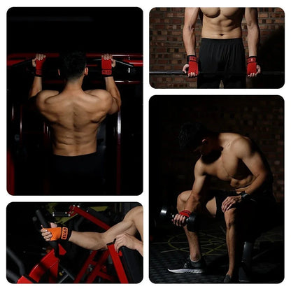 1Pair Cowhide Fitness Gloves Straps Grips Anti-Skid Weightlifting Gloves