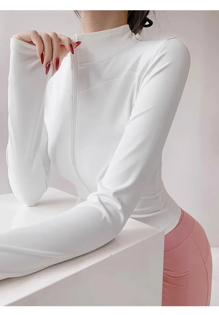 Quick Drying Sports Tight Top Yoga Jacket Long Sleeve S-3XL