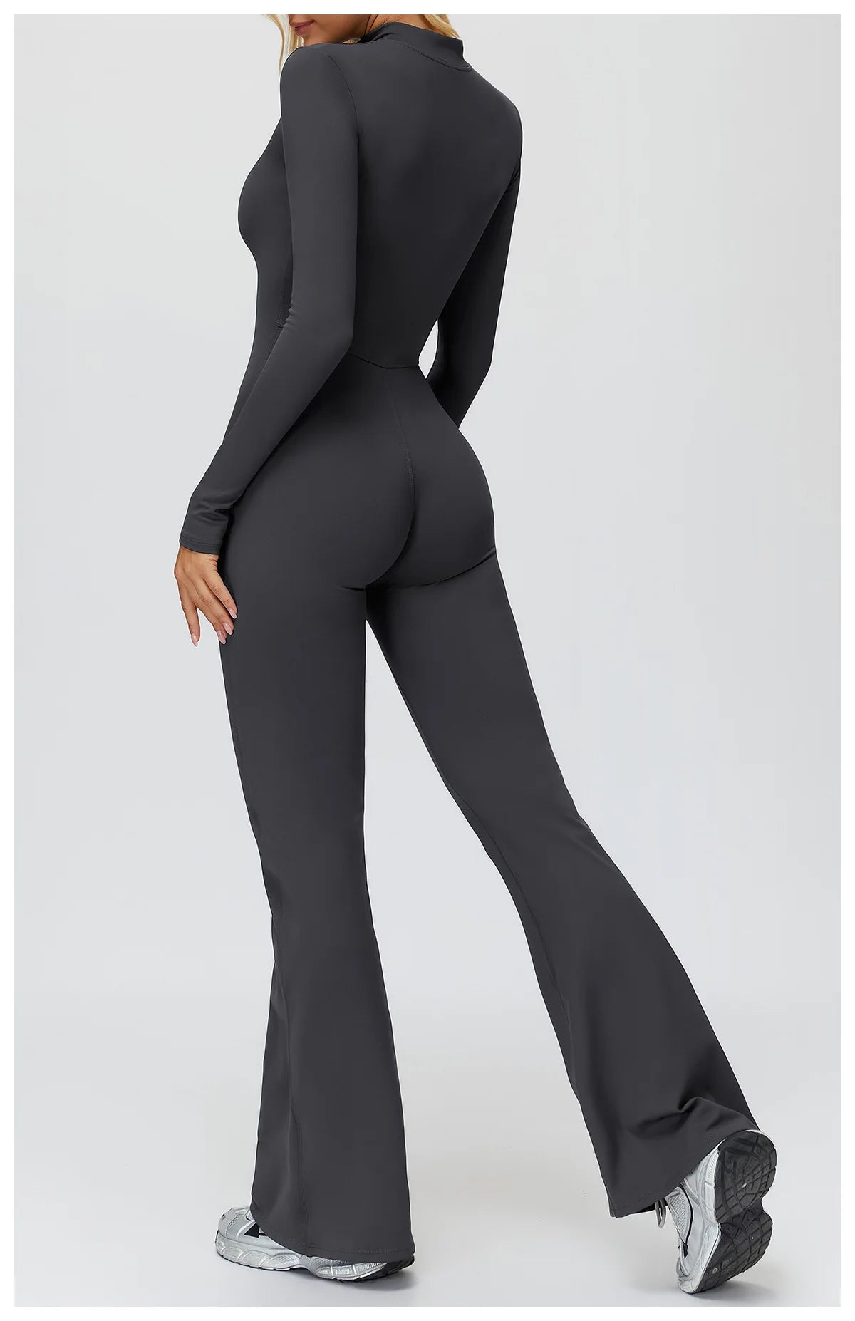 Yoga Suit Gym Set Tracksuit Zipper Long Sleeved Sports Jumpsuit Push Up Workout Clothes