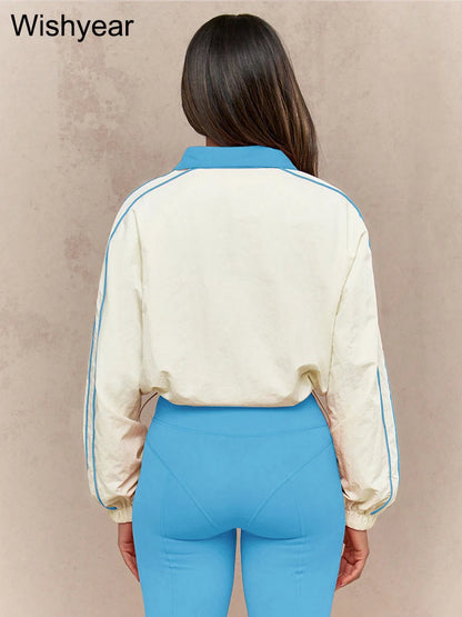 Casual Sports Suit for Women's Long-sleeved Half-turtleneck Tops and Jogging Pants Two-piece Set Fashion Streetwear Tracksuis
