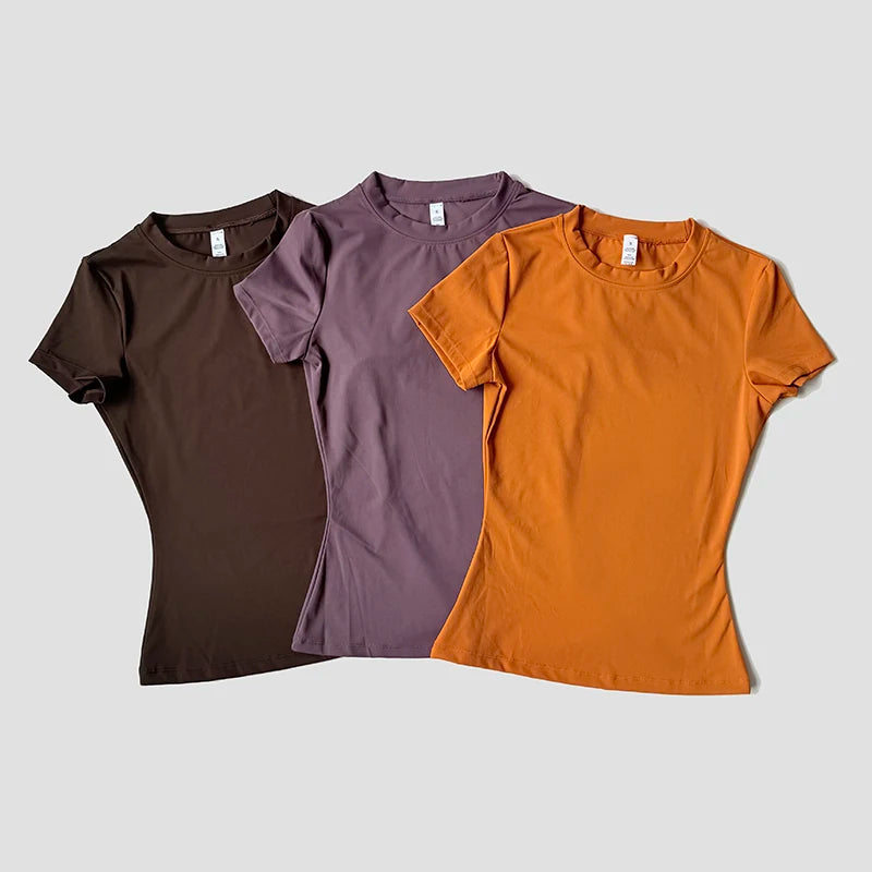 Women Seamless T Shirts Fitness Clothes Short Sleeve Yoga Active Wear