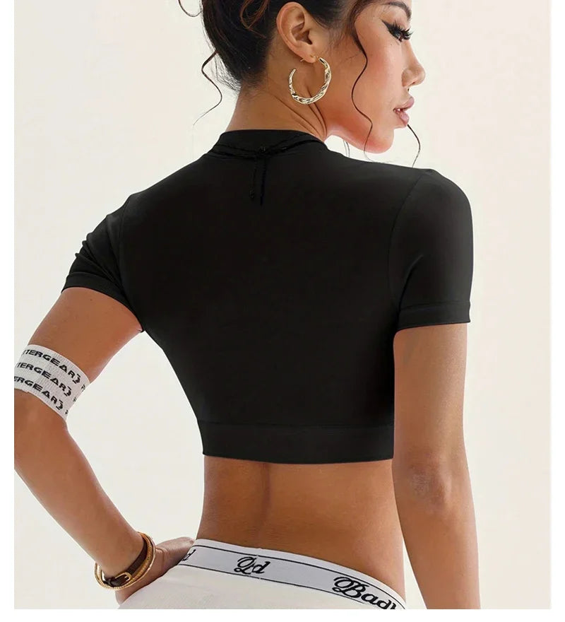 Women Shirts Zippy Seamless Gym Short Sleeve Yoga Sport Top ActiveWear