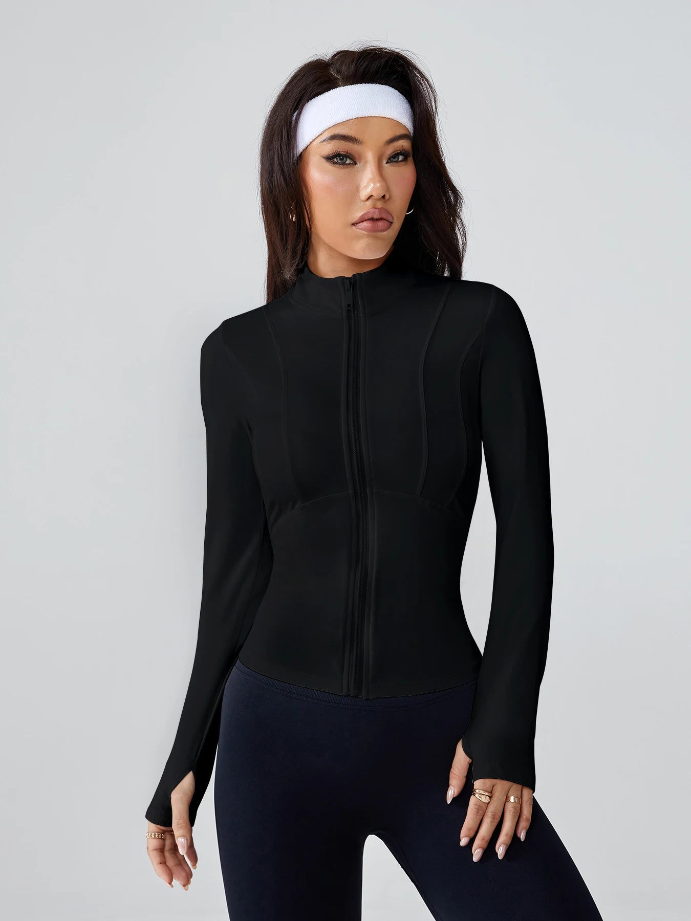 Long-Sleeve Fitted Athletic Jacket Ideal for Running, Gym Workouts & Yoga