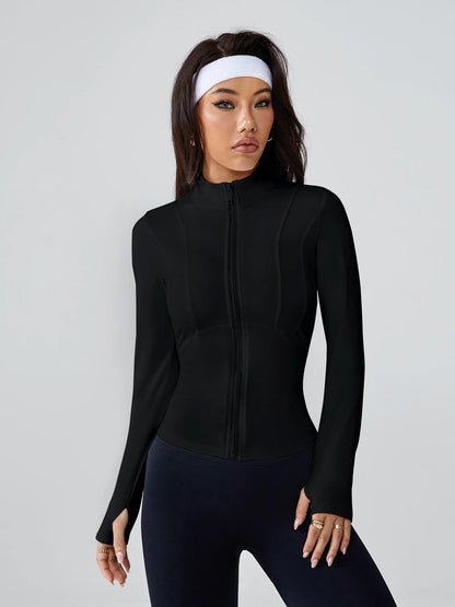 Long-Sleeve Fitted Athletic Jacket Ideal for Running, Gym Workouts & Yoga
