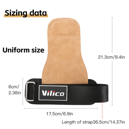 2 Piece Leather Weight Lifting Training Gloves Palm Protection Fitness Grips