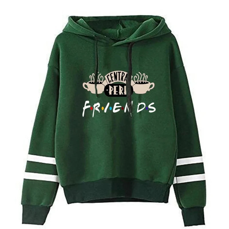 Women Friends TV Show Hooded Sweatshirt Cute Coffee Printing Autumn Winter Casual Pullover Hoodies