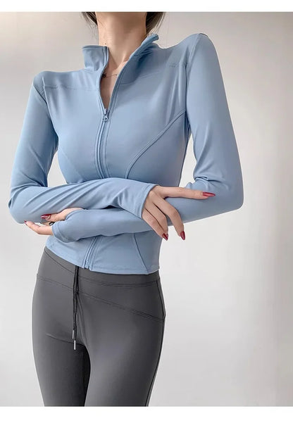 Quick Drying Sports Tight Top Yoga Jacket Long Sleeve S-3XL