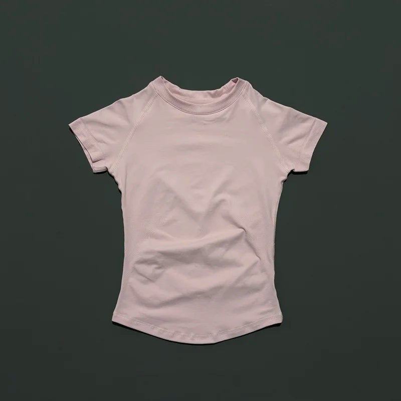 Solid Color Impact Short Sleeve T Shirts Gym Leotard Workout Sports Vest
