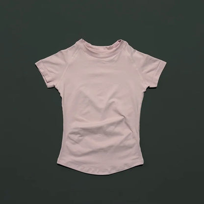 Solid Color Impact Short Sleeve T Shirts Gym Leotard Workout Sports Vest