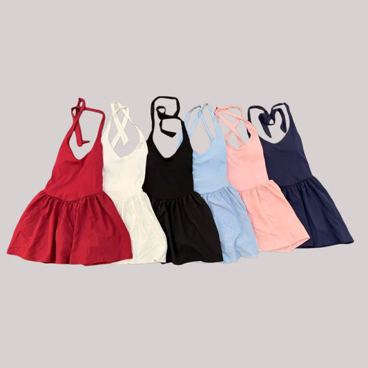 Women's One-piece Tennis Dress Sports  Anti-light Backless Golf Badminton Casual Workout Fitness Dress