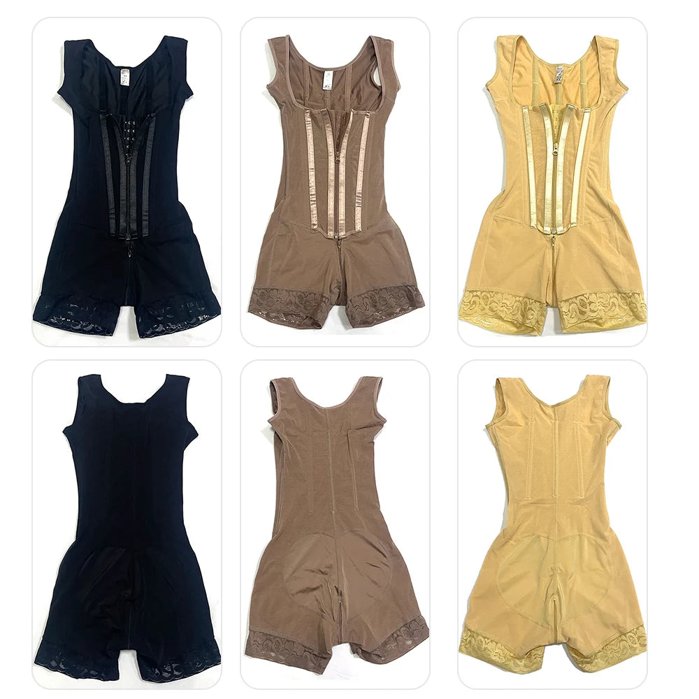 Body Shaper Women Shapewear Bodysuit 9-bone High Compression Girdles Double Tummy Control Full Body Open Crotch