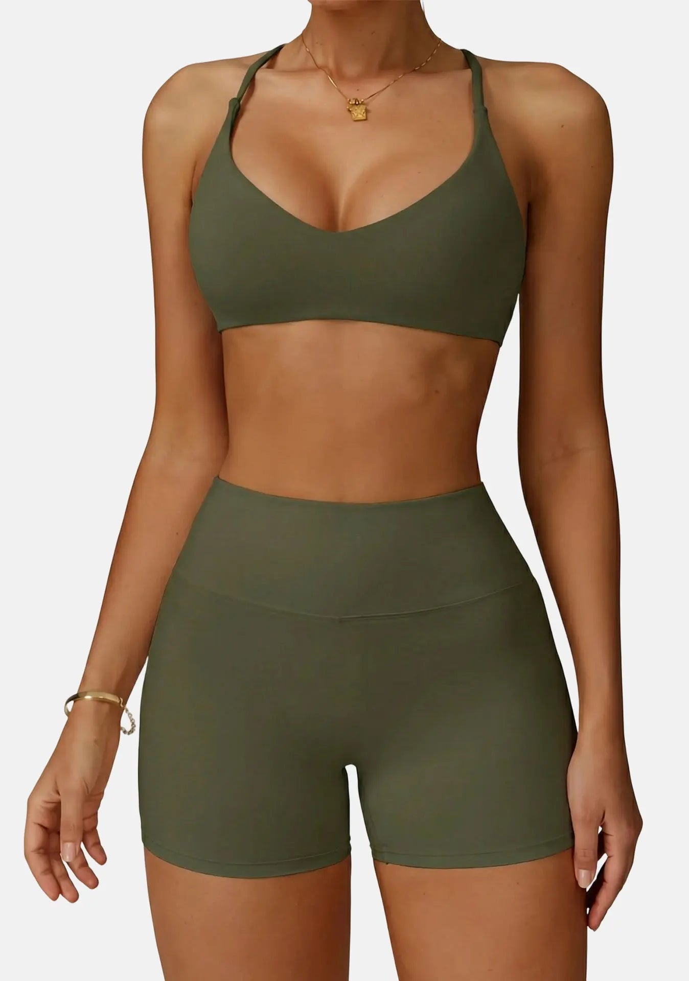 Sports Bra High Impact Support Women Gym Underwear Push-up Back Cross Yoga Crop Top Running Workout Fitness Pilates Solid Color