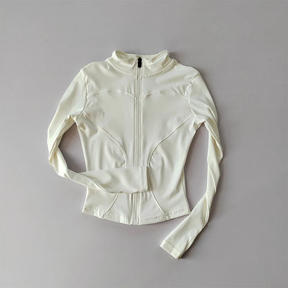 Outdoor Sports Long Sleeved Women Slim Quick Dry Zipper Cardigan Stand Up Collar Jacket