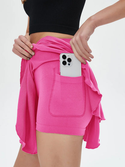 High Waisted Tennis Mini Skirt Yoga Golf Sports Belt Safety Pants Pocket Comfortable and Breathable Sports Skirt