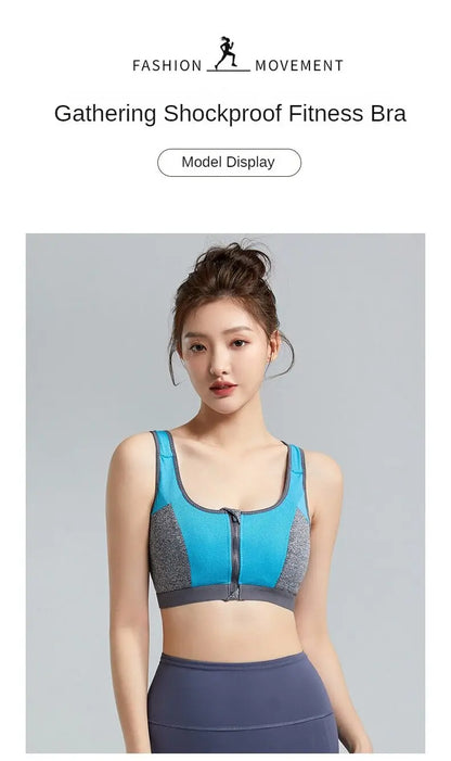 Yoga Sports Bra Push Up Sportwear Workout Vest for Women Front Zipper