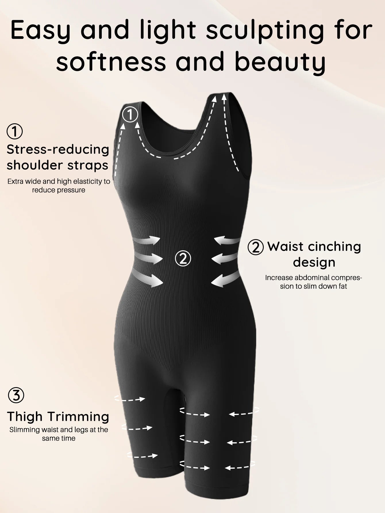 Sexy Bodysuits Full Coverage Shapewear Thigh Slim Body Suit Wide Shoulder Body Shaper Jumpsuit Seamless