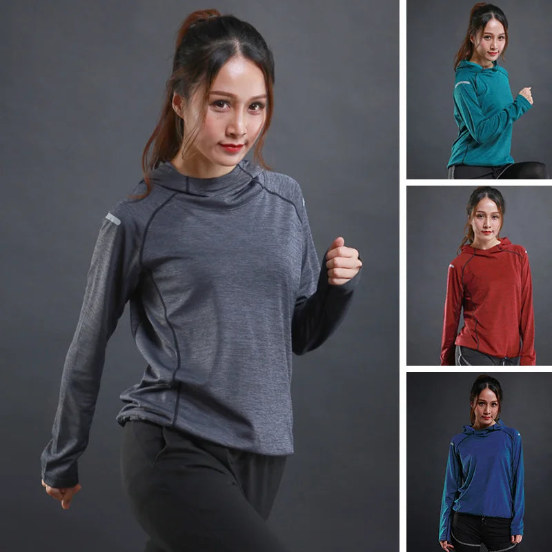 Women's Jacket Hoodies Long Sleeve T-shirts Quick Dry Breathable Sports T Shirt