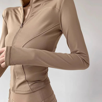 Quick Drying Sports Tight Top Yoga Jacket Long Sleeve S-3XL