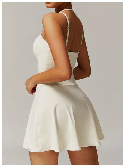 Tennis Dress with Shorts Underneath Pockets Strap Dress Sporting Tennis Outfit  Sport Dresses